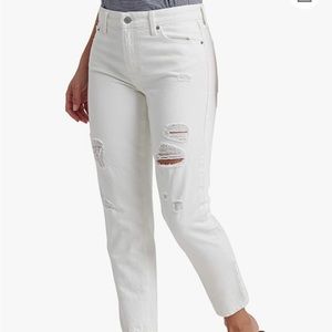 Lucky brand boyfriend distressed white jean 25